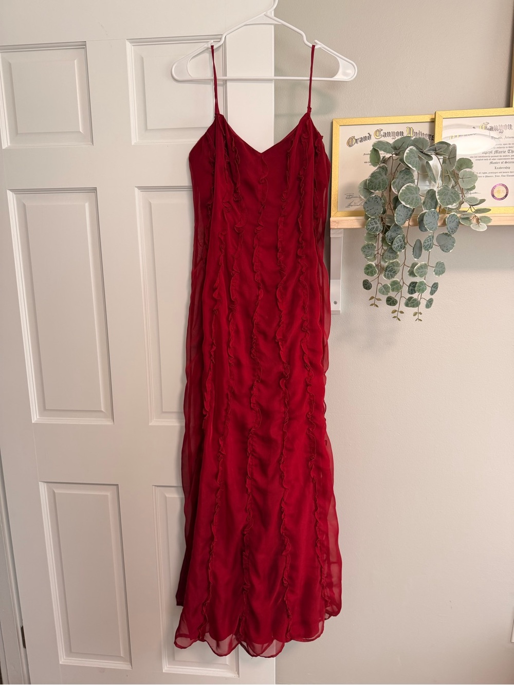 If By Sea Red Ruffle Maxi Dress Size L Never Worn